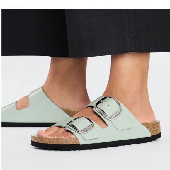 Birkenstock Arizona Big Buckle Natural Leather Patent Size 6 NEW - Picture 2 of 11